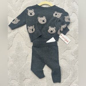 Cat & Jack Charcoal Bear Knit Set